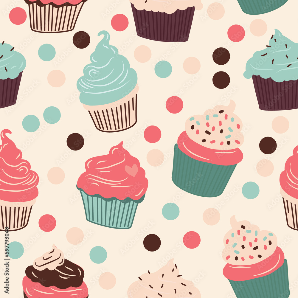 seamless pattern with cupcakes seamless pattern with cupcakes