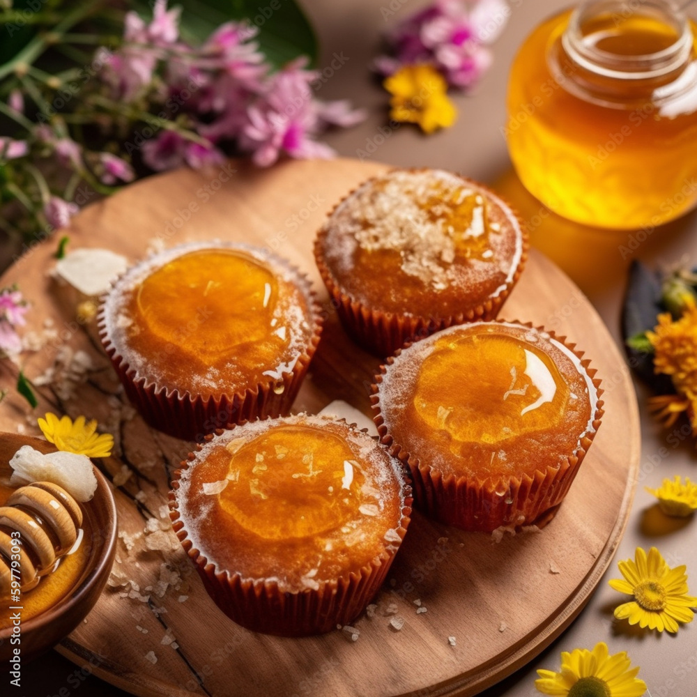 Muffins drizzled with honey