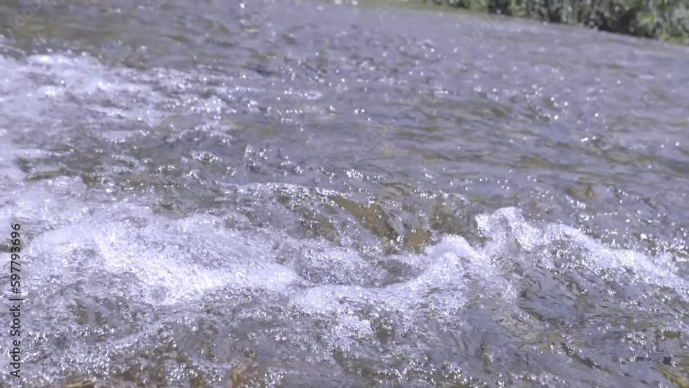 Water wave surface, mountain river, slow motion of the river, close-up flowing water background. Water wave surface, mountain river, slow motion of the river, close-up flowing water background.