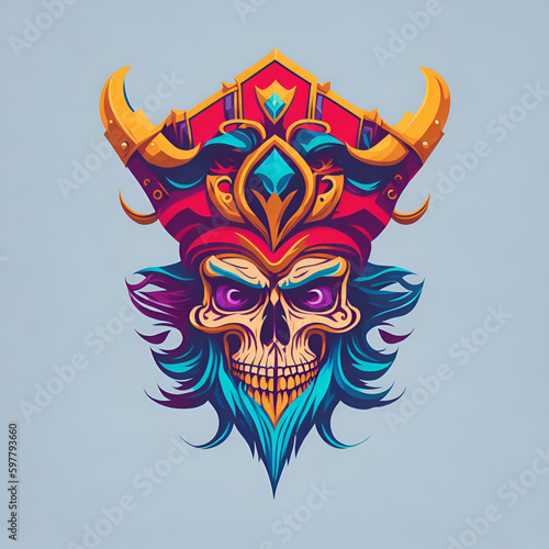 Colorful Pirate King Skull Logo Design Created Using AI Technology