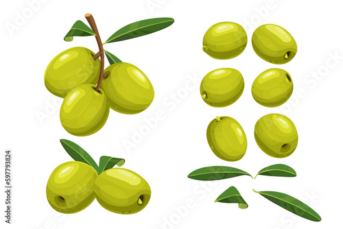 green olives isolated on white background