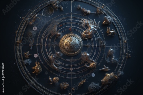 A panoramic view of zodiac signs. Generative AI