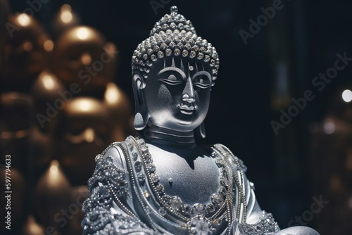 Diamond Buddha statue. Generative AI