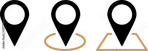 Set of vector flat pin icon as a place position marking concept