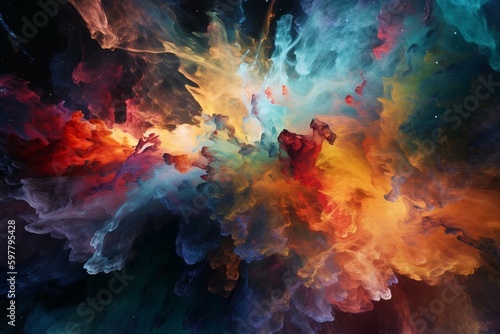Colorful galaxy in abstract space. Generative AI