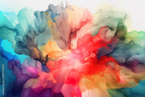 Beautiful wattercolor abstract colorful design. Generative ai.