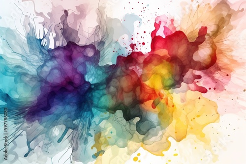 Fototapeta Naklejka Na Ścianę i Meble -  Beautiful wattercolor abstract colorful design. Generative ai.