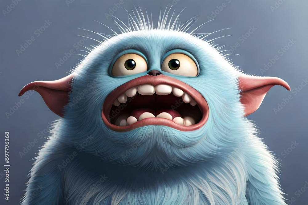 Obraz premium Cute furry monster. Generative AI
