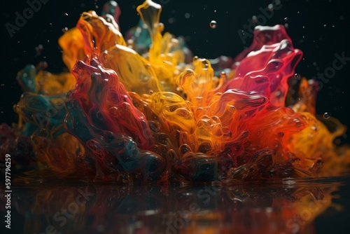 Fluid wave of colors in oil. Generative AI © Gareth