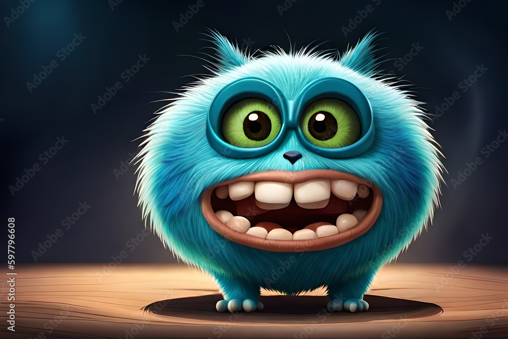 Obraz premium Cute furry monster. Generative AI