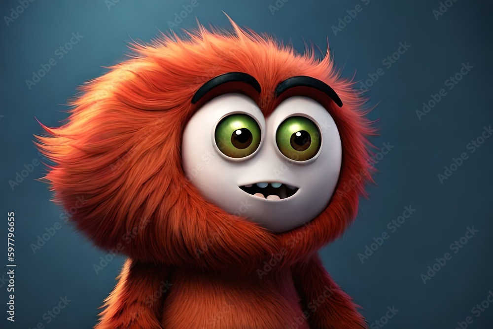 Fototapeta premium Cute furry monster. Generative AI