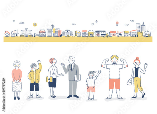 ダイバーシティ・多様性のイメージ　街と人々