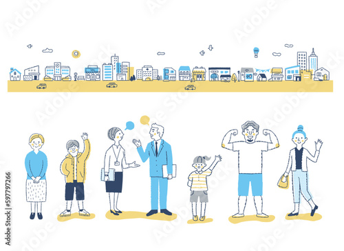 ダイバーシティ・多様性のイメージ　街と人々