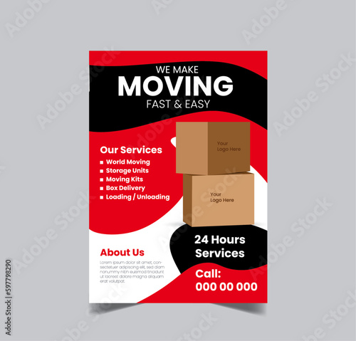 Moving Service Flyer, Delivery Services Leaflet, House Shifting poster design template.