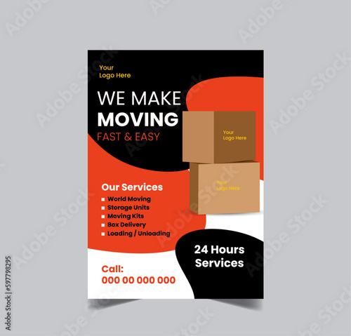 Moving Service Flyer, Delivery Services Leaflet, House Shifting poster design template.