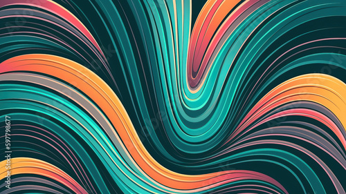 Ornamental Floral Twirl, Wave Background Texture, Vector, 