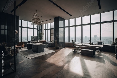 High-end office unit on the penthouse floor. Generative AI