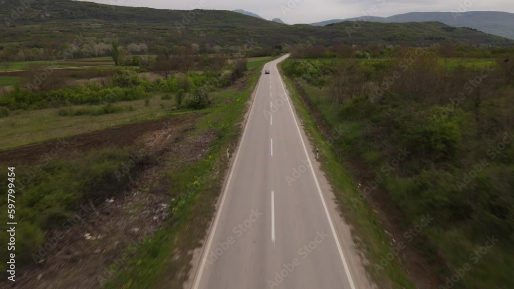 car drive on asphalt road in rural scene in spring travel concept car drive on asphalt road in rural scene in spring travel concept