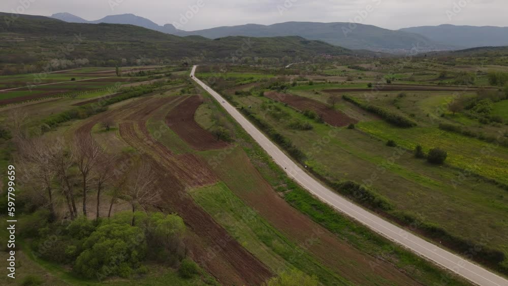 car drive on asphalt road in rural scene in spring travel concept car drive on asphalt road in rural scene in spring travel concept