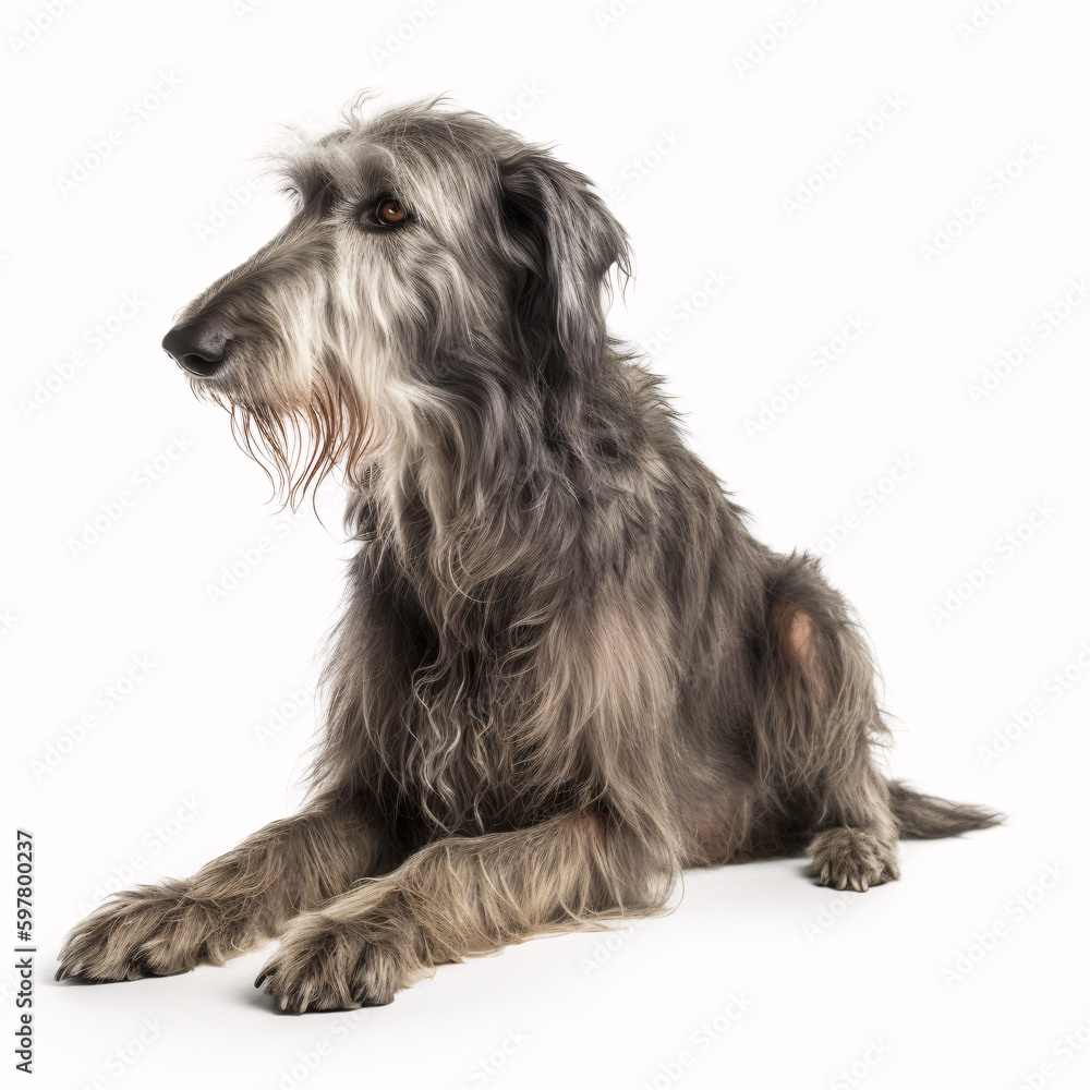 Scottish Deerhound breed dog isolated on white background