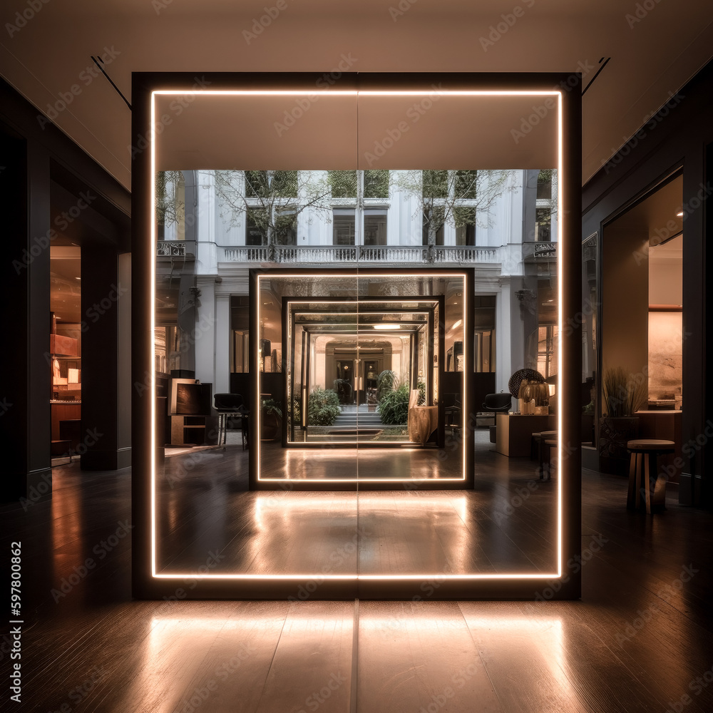 custom made wallpaper toronto digitalAn infinite mirror with lights surrounding it was created - generative ai.