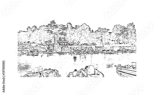 Obraz na płótnie Building view with landmark of Rimini is the city in Italy. Hand drawn sketch illustration in vector. w salonie