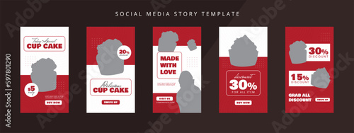 Cupcake bakery shop restaurant for social media square post template. Trendy editable advertising vector