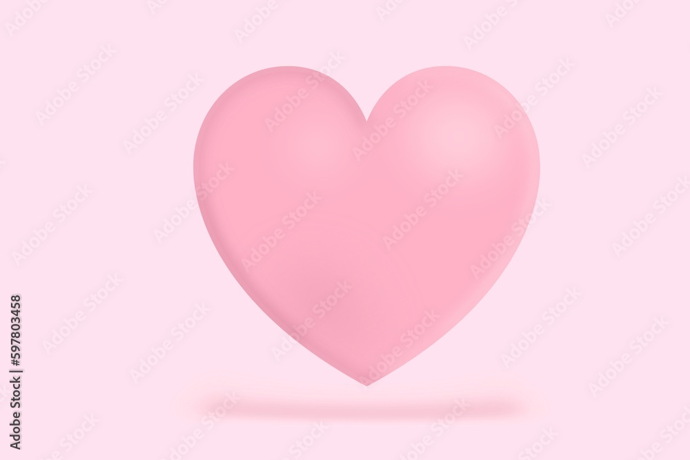 Pink heart 3D model background, concept romantic, spring, web banners, covers, screensavers, frame, love, valentines, day, icon 