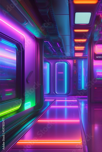 blue neon tunnel © Denis K