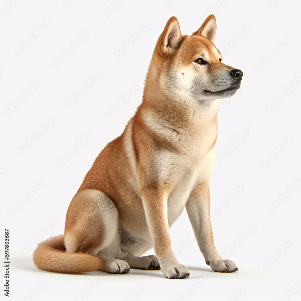  Shiba Inu breed dog isolated on white background