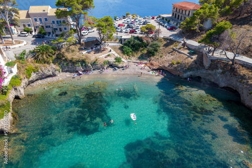 aerial view of the beautiful Assos village in kefalonia island, ionian, west Greece. photo