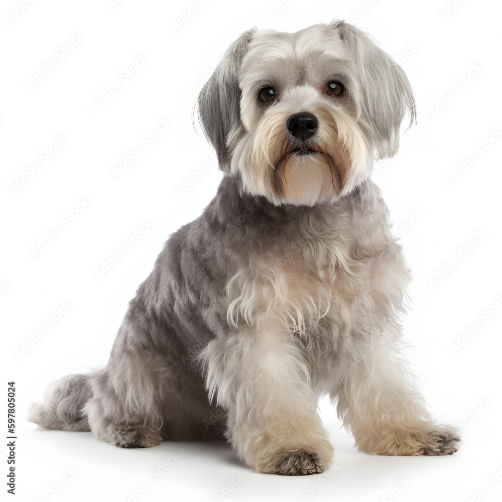 Dandie Dinmont Terrier breed dog isolated on white background