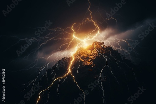 lightning with a yellow hue. Generative AI
