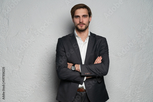 Elegant young handsome man. Studio fashion portrait