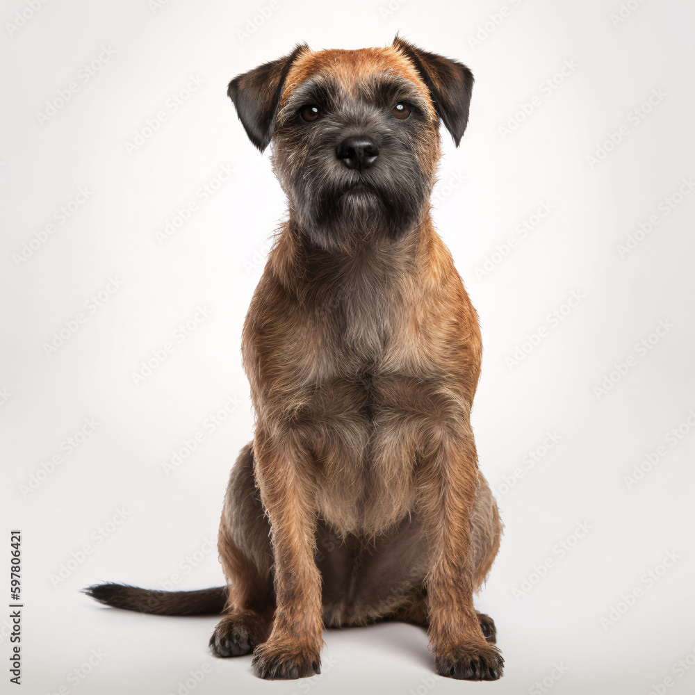 Border Terrier breed dog isolated on white background Border Terrier breed dog isolated on white background