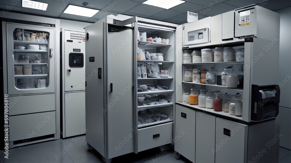 A freezer storing samples at ultra-cold temperatures A freezer storing samples at ultra-cold temperatures