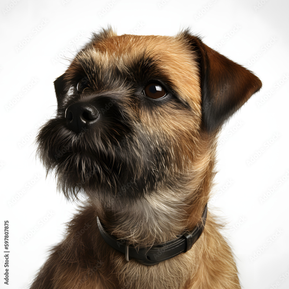 Border Terrier breed dog isolated on white background Border Terrier breed dog isolated on white background