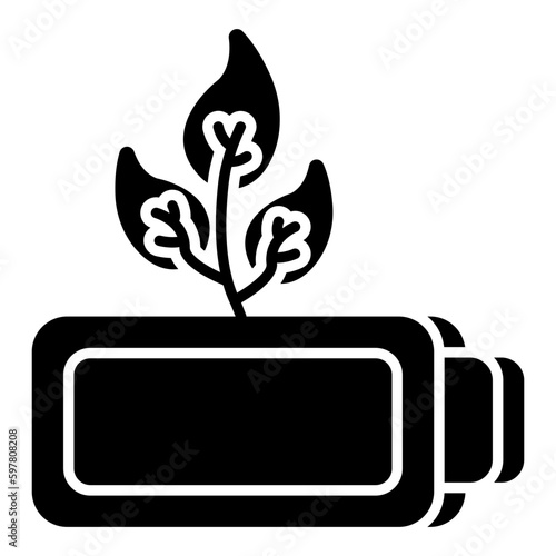 A solid design icon of eco battery