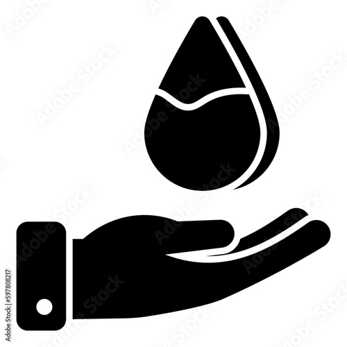 A solid design icon of water care