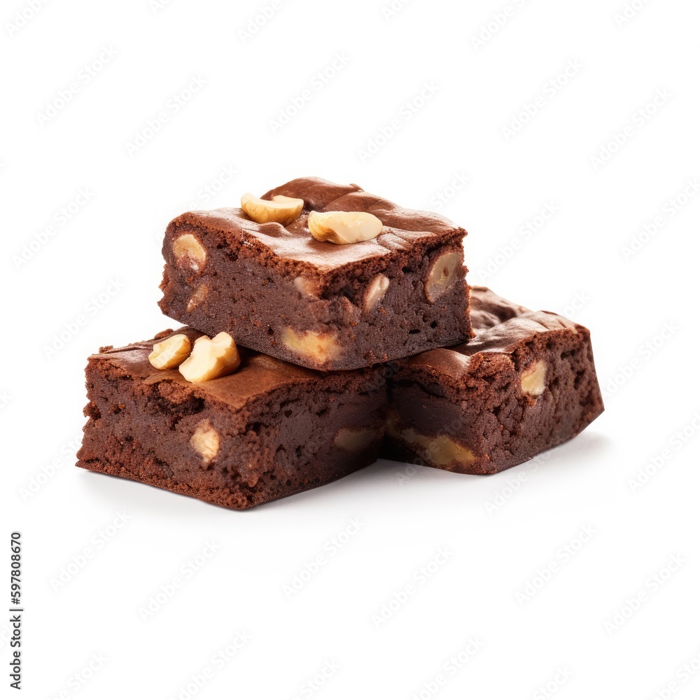 Brownies Isolated on White. Generative AI Brownies Isolated on White. Generative AI