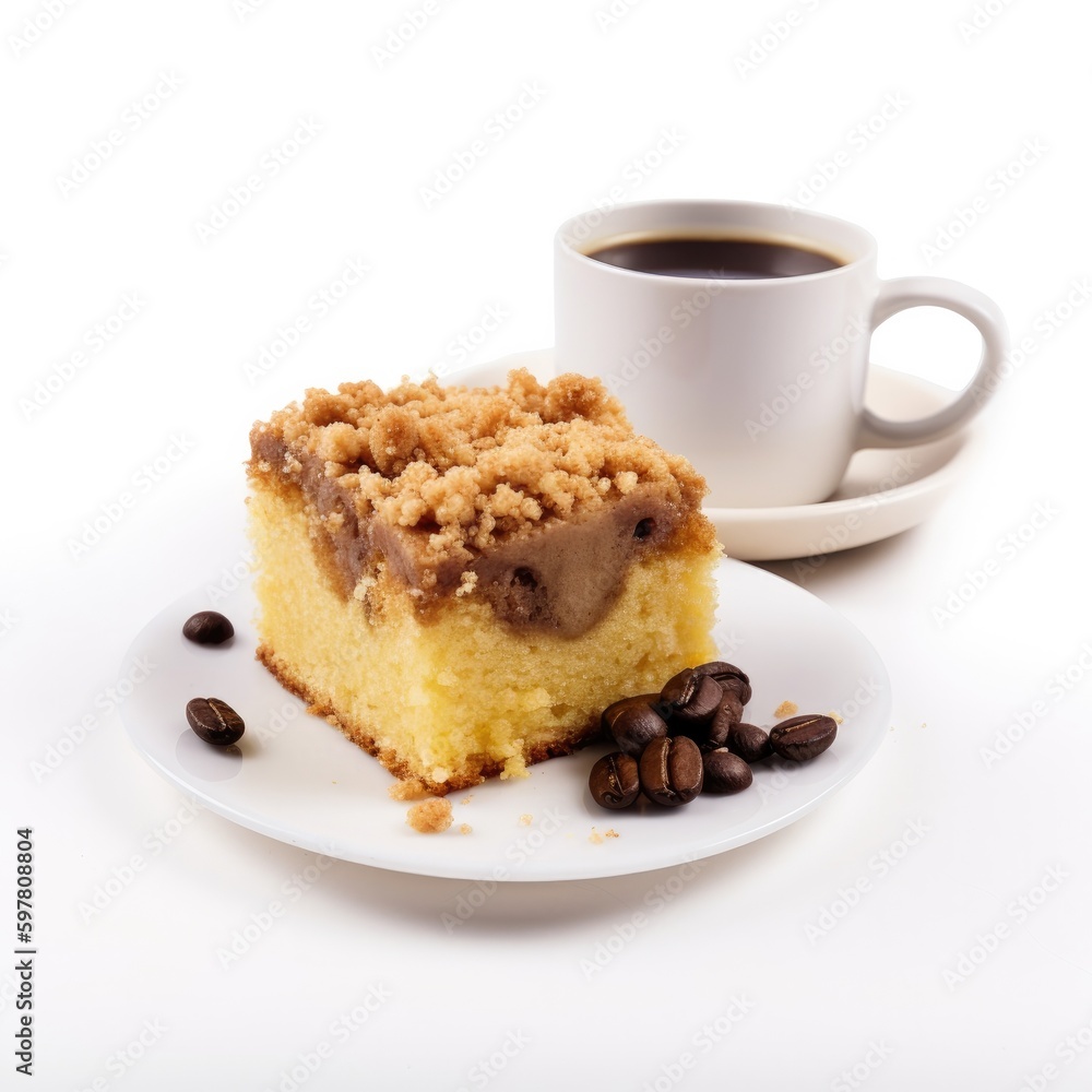 Coffee Cake Isolated on White. Generative AI Coffee Cake Isolated on White. Generative AI