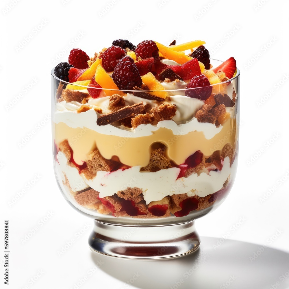 Trifle Isolated on White. Generative AI Trifle Isolated on White. Generative AI