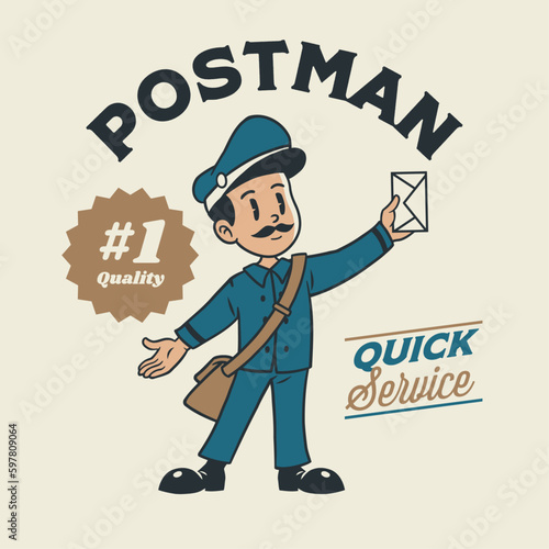 Vintage Character Mascot of Mailman Logo