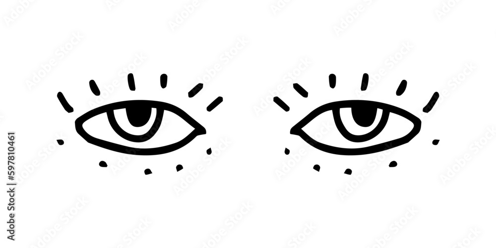 Open eyes with eyelashes. Black and white psychedelic eyes. Vector Contemporary template for design. Open eyes with eyelashes. Black and white psychedelic eyes. Vector Contemporary template for design.