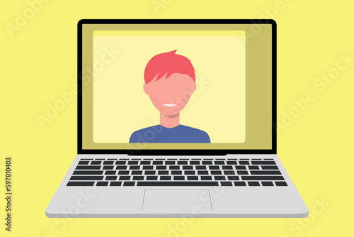 Learning or meeting online with conference. Conference video call, working from home.