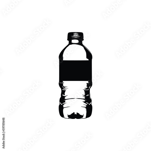 Water bottle silhouette, Vector Silhouettes of Black Plastic Bottles.
