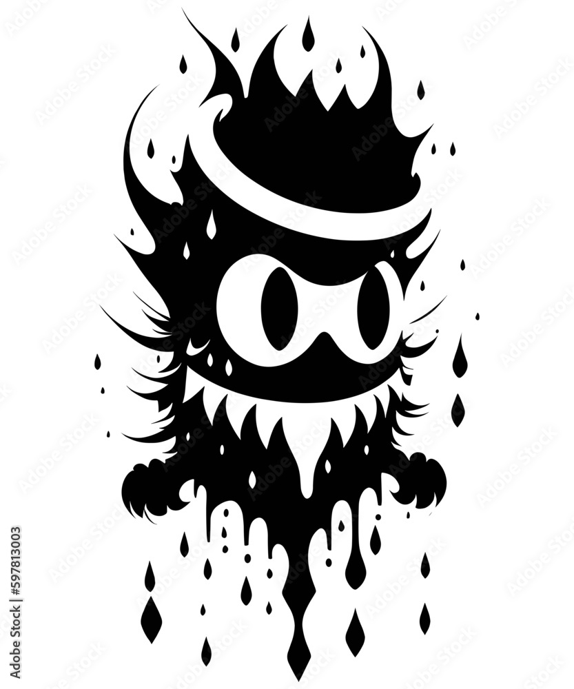 Scary monster emoticon smiley vector icon 