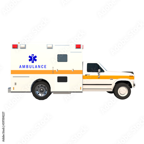 Ambulance 2- Lateral view png 3D Rendering Ilustracion 3D  