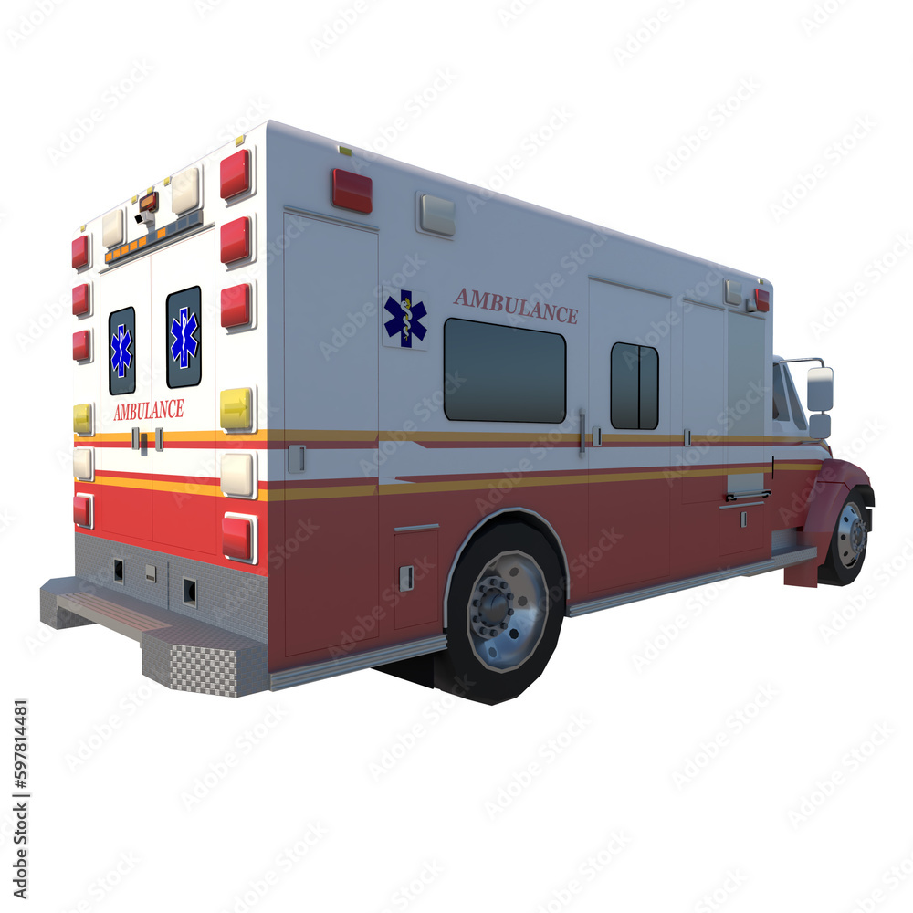 Ambulance 1- Perspective B view png 3D Rendering Ilustracion 3D	
