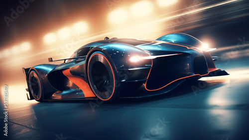Electric modern sport car running   wallpaper illustration. Created with Generative AI technology